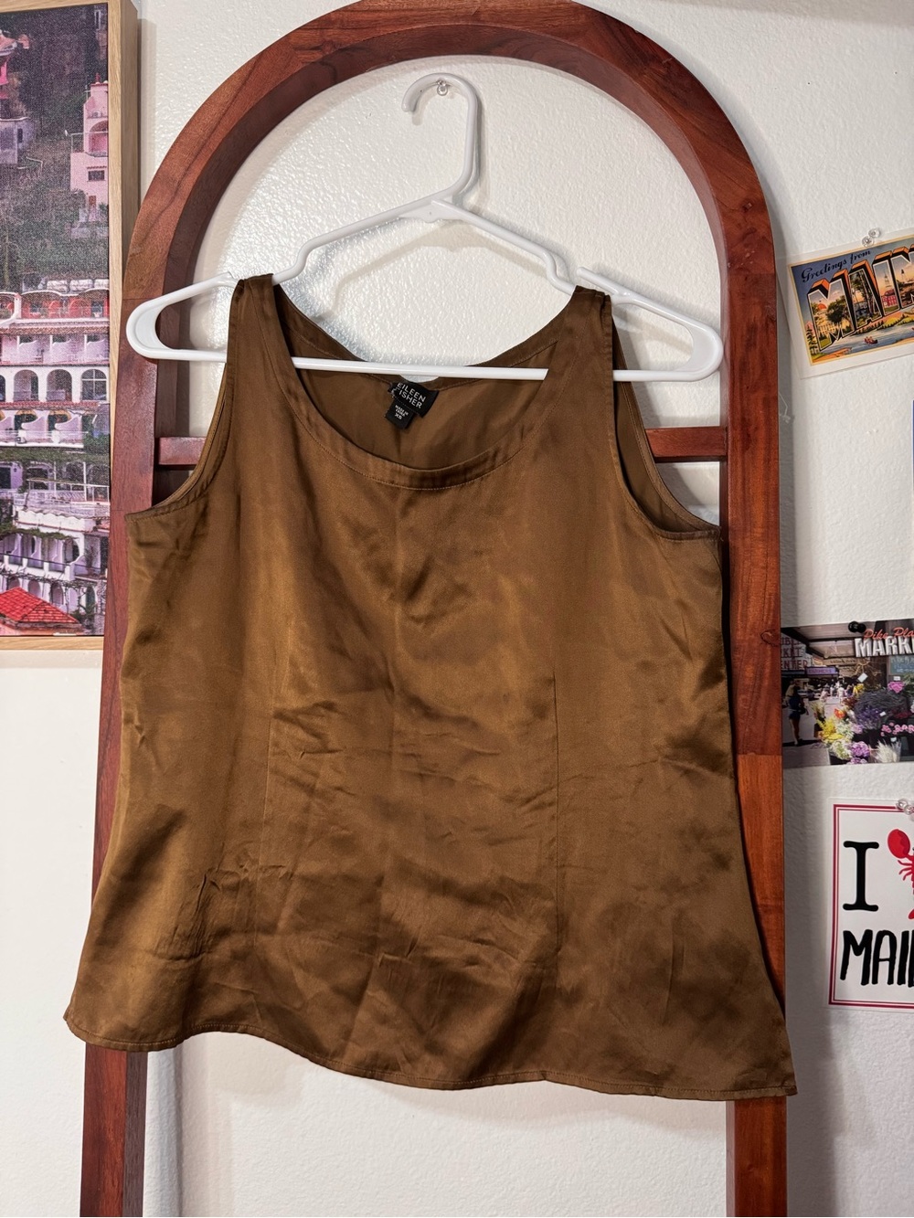Eileen Fisher Brown 100% Silk Tank Top